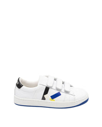 Sneakers with velcro fastening in leather - White