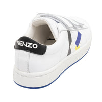 Sneakers with velcro fastening in leather - White