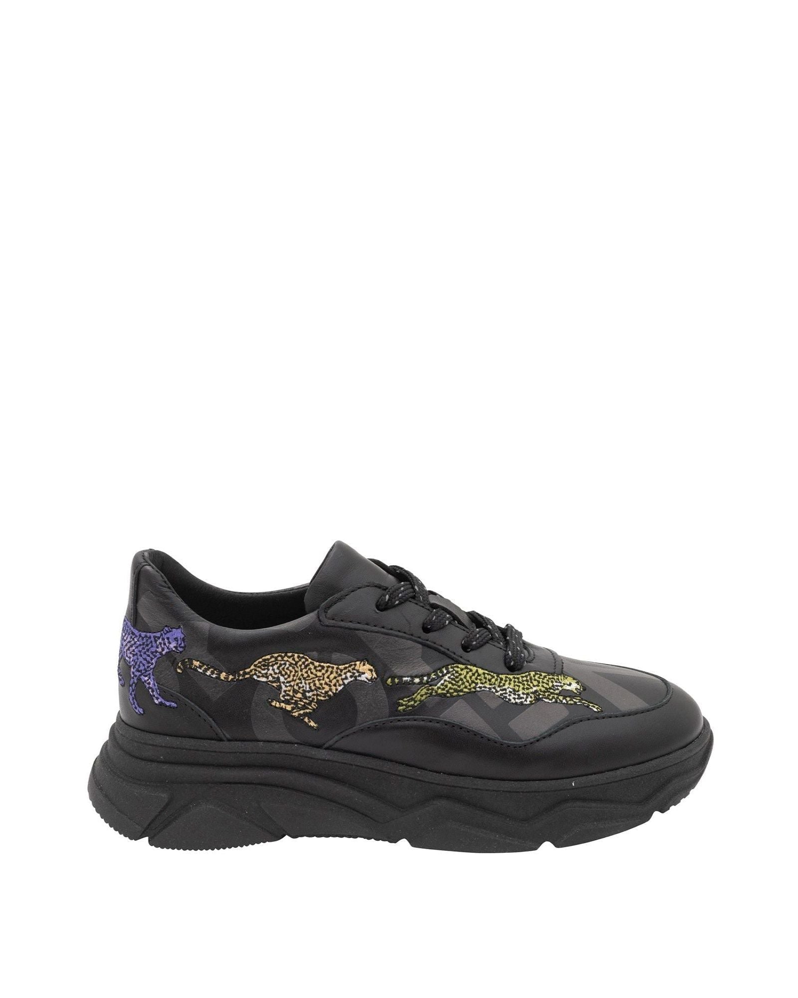 Sneakers fermeture lacets boy en cuir - Black