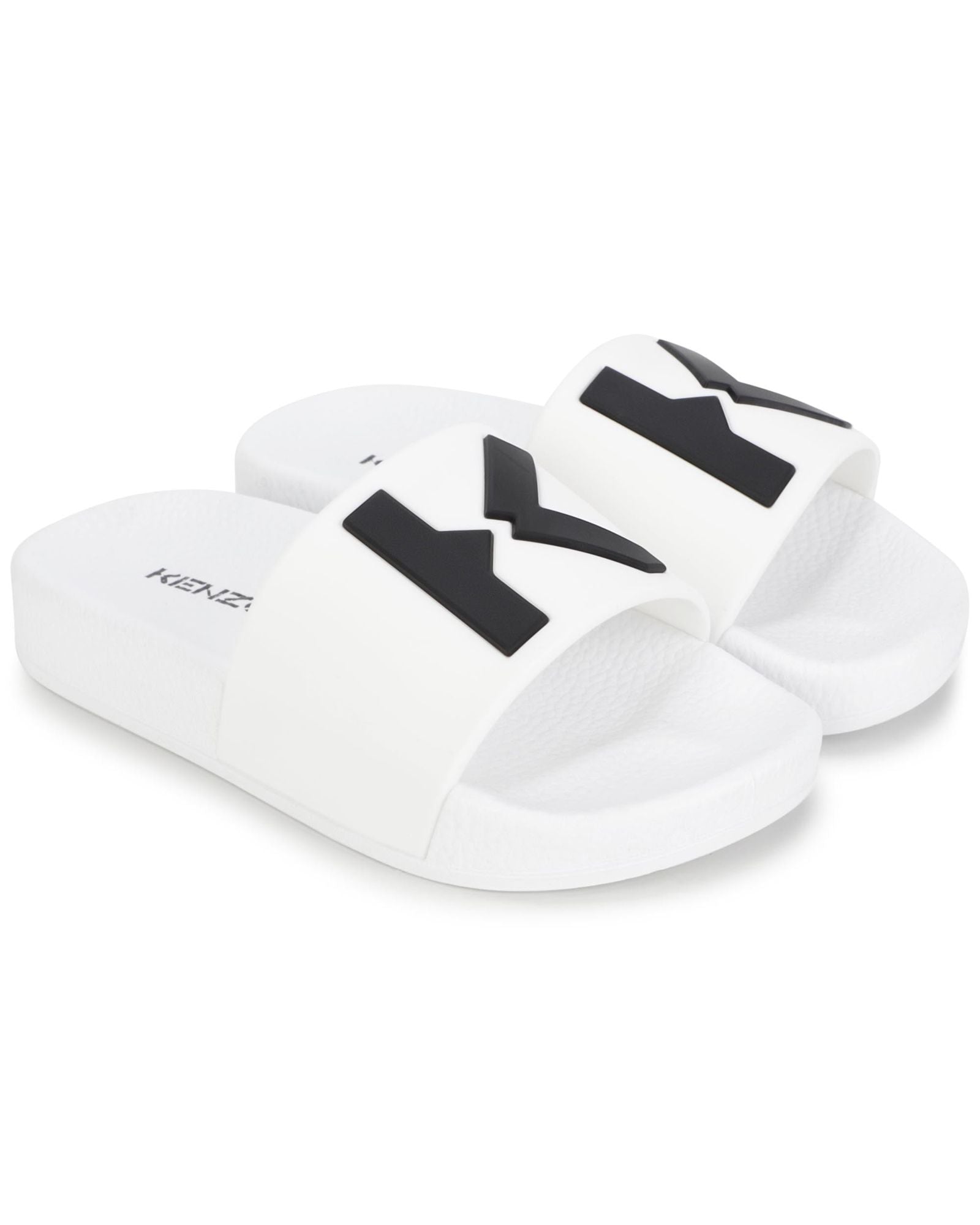 Mules à logo en relief - Blanc Cassé
