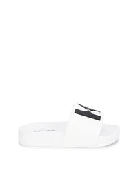 Mules à logo en relief - Blanc Cassé