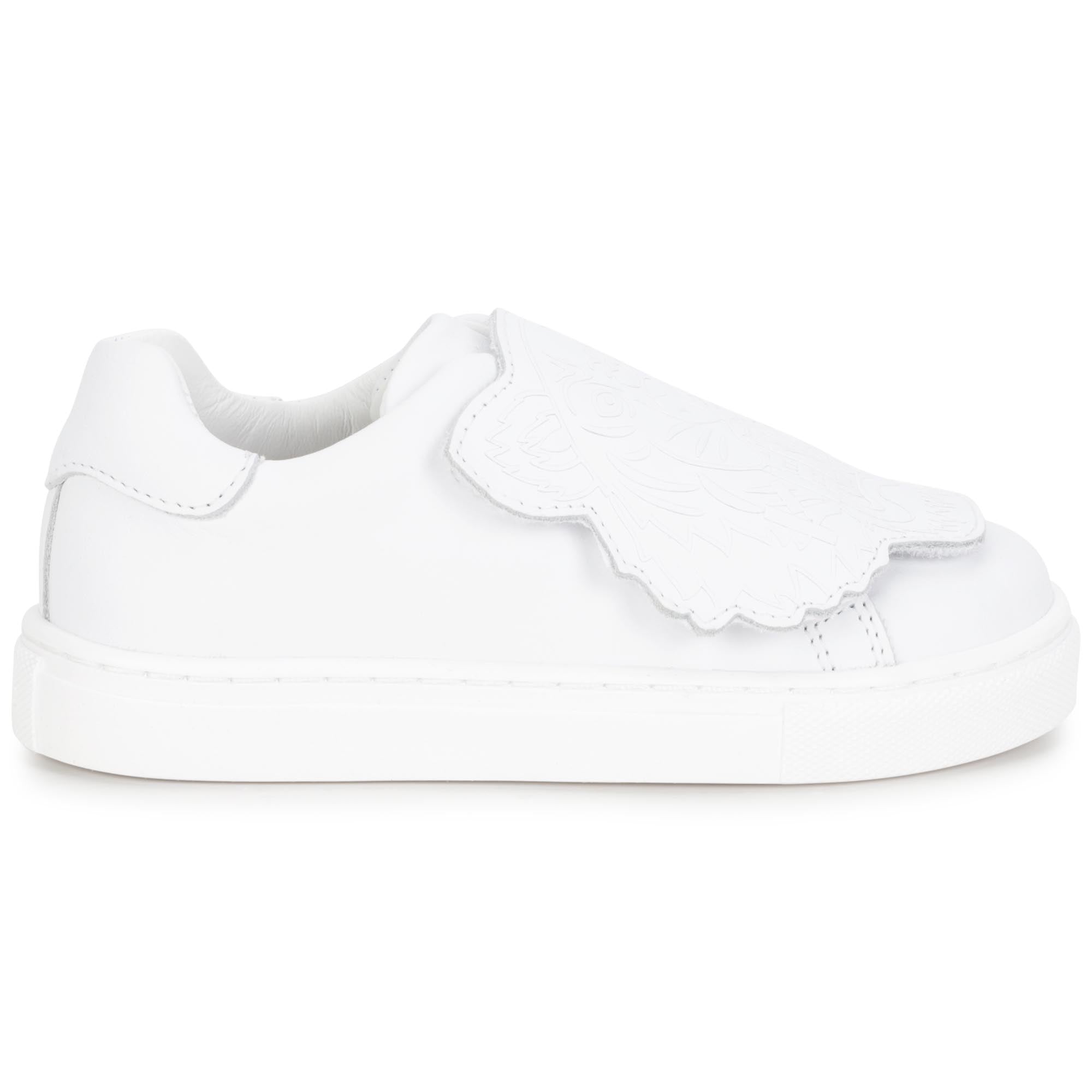 Sneakers basses en cuir - Blanc Cassé