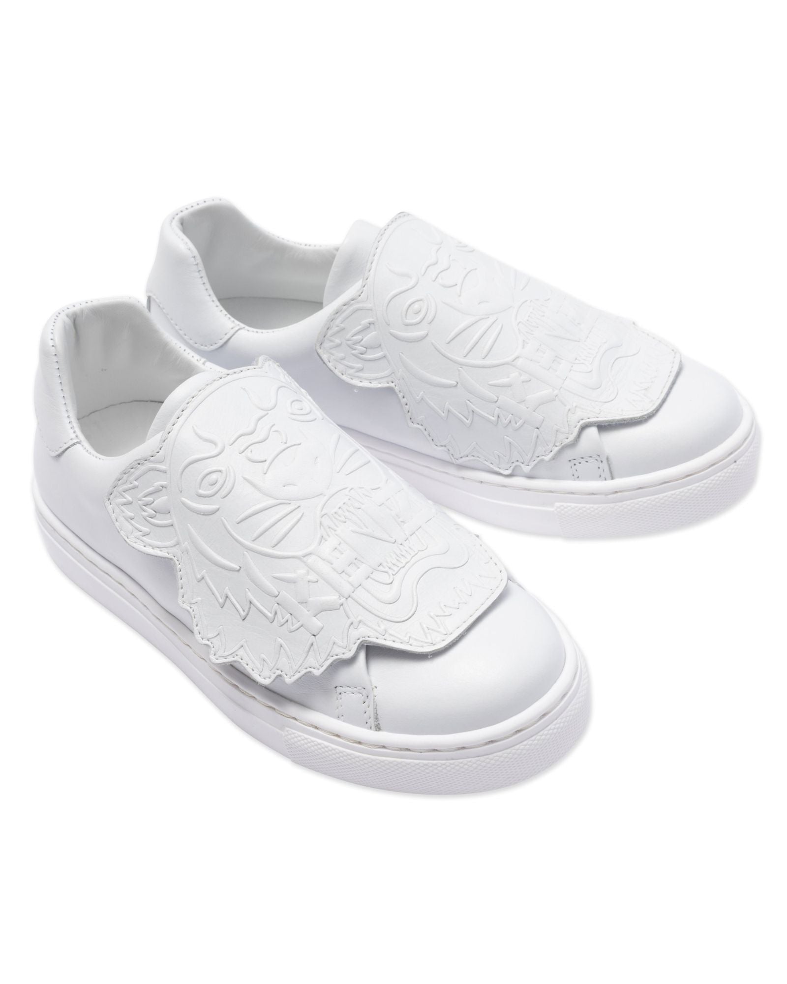 Sneakers basses en cuir - Blanc Cassé