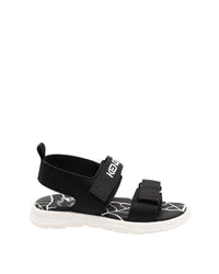 Sandales fermeture velcro en lycra et gros grain - Black