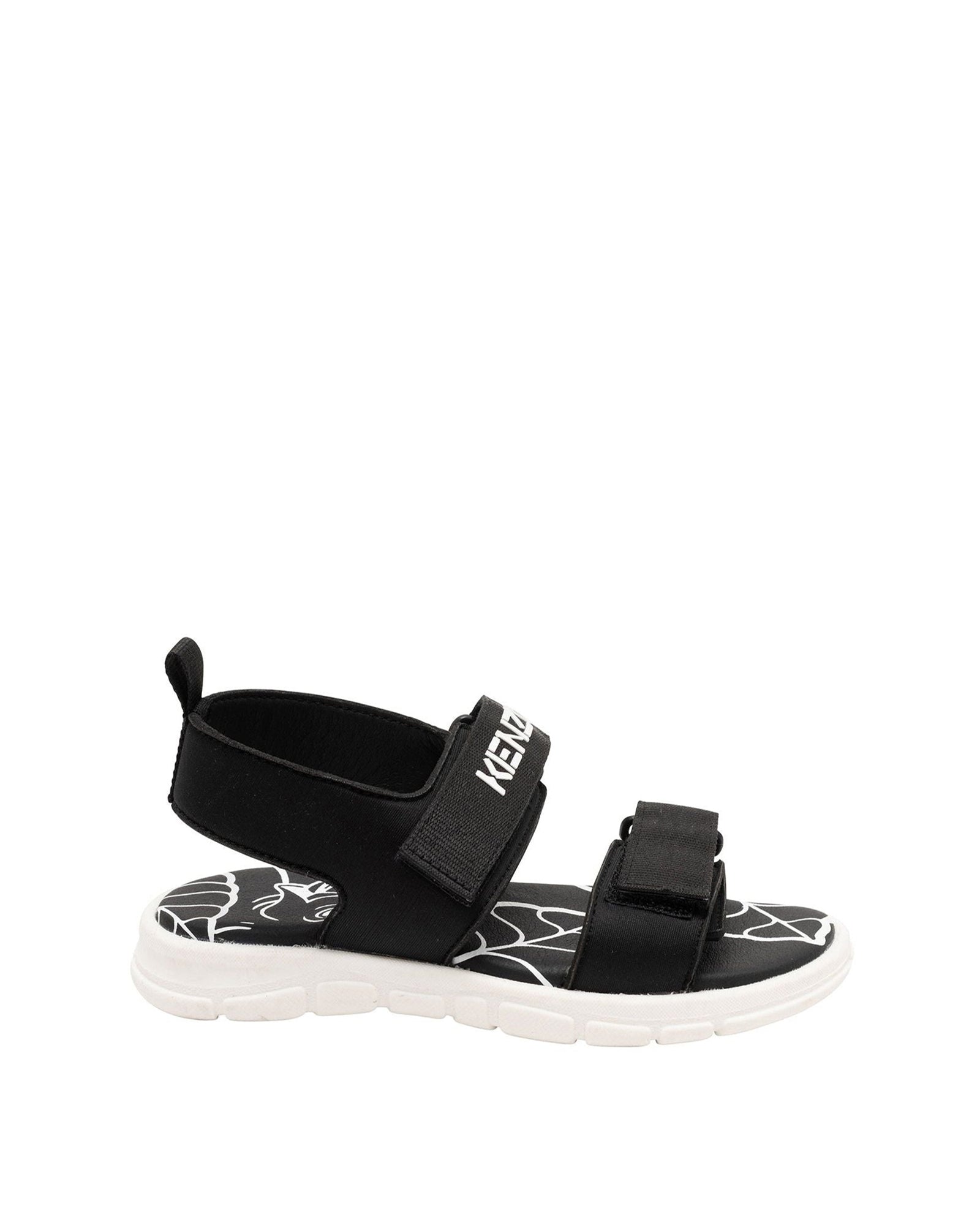 Sandales fermeture velcro en lycra et gros grain - Black