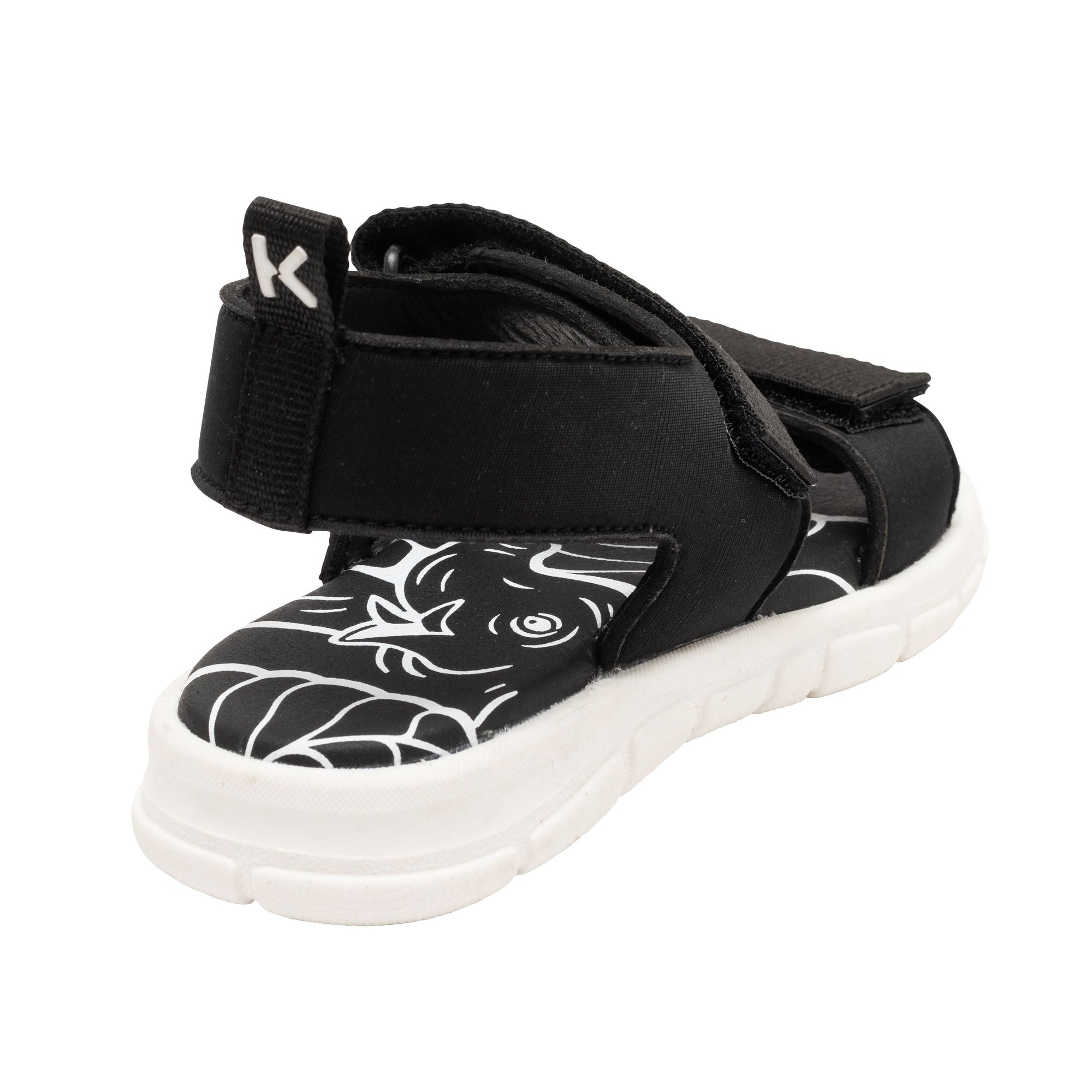 Sandales fermeture velcro en lycra et gros grain - Black
