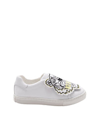 Sneakers fermeture velcro cuir - Blanc