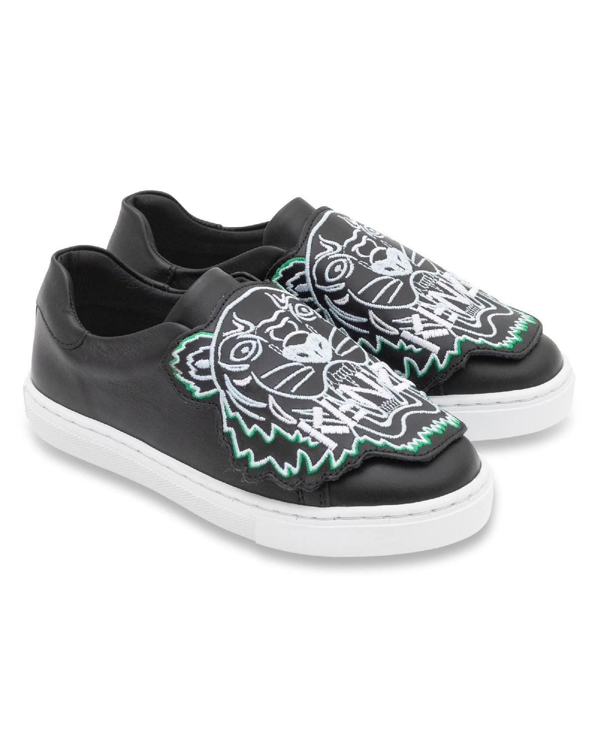 Baskets fermeture velcro en cuir - Black