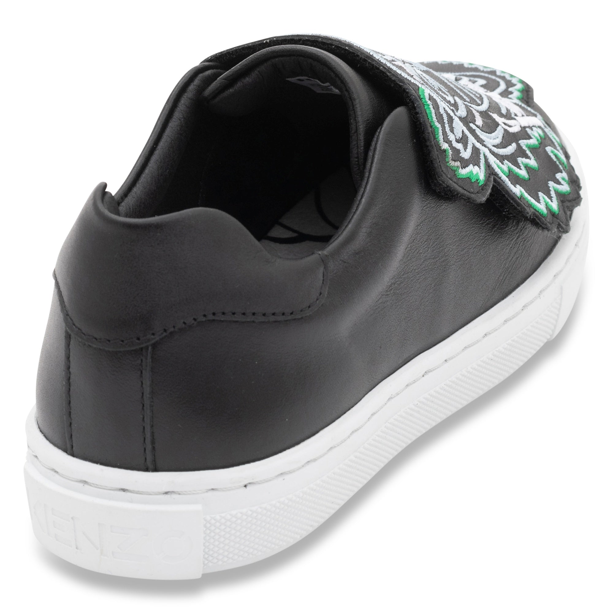 Sneakers fermeture velcro en cuir - Black