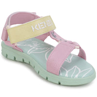 Sandales avec bandes gros grain bicolores - Rose buvard