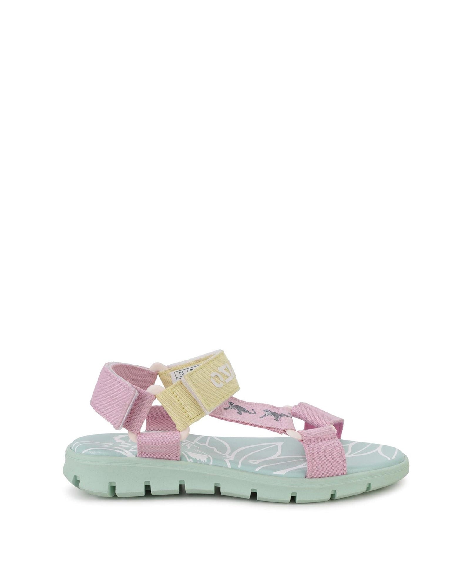 Sandales avec bandes gros grain bicolores - Rose buvard