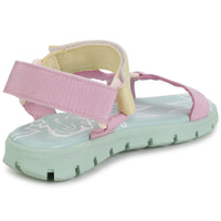 Sandales avec bandes gros grain bicolores - Rose buvard