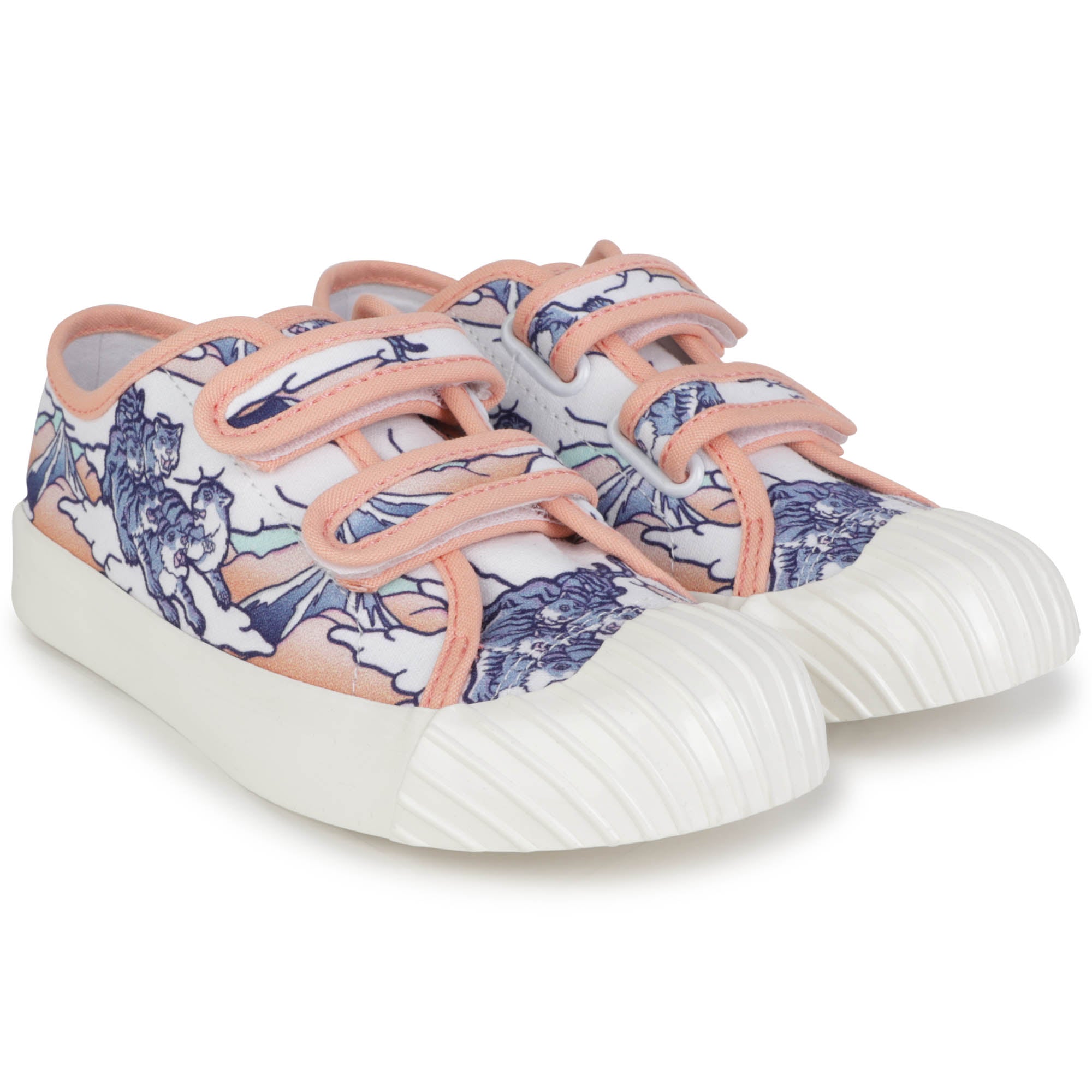 Velcro trainers in printed canvas - Dark Mango