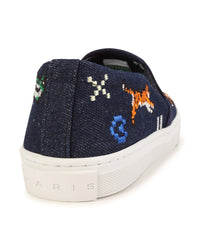 Baskets en denim - Bleu metal