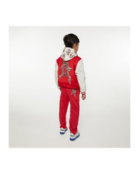 Pantalon à badge brodé en coton - Piment