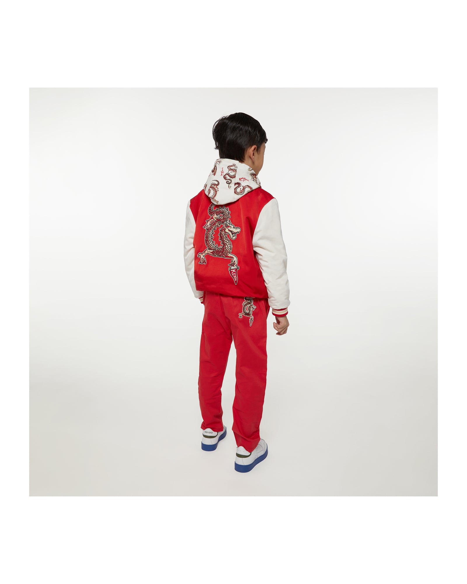 Pantalon à badge brodé en coton - Piment