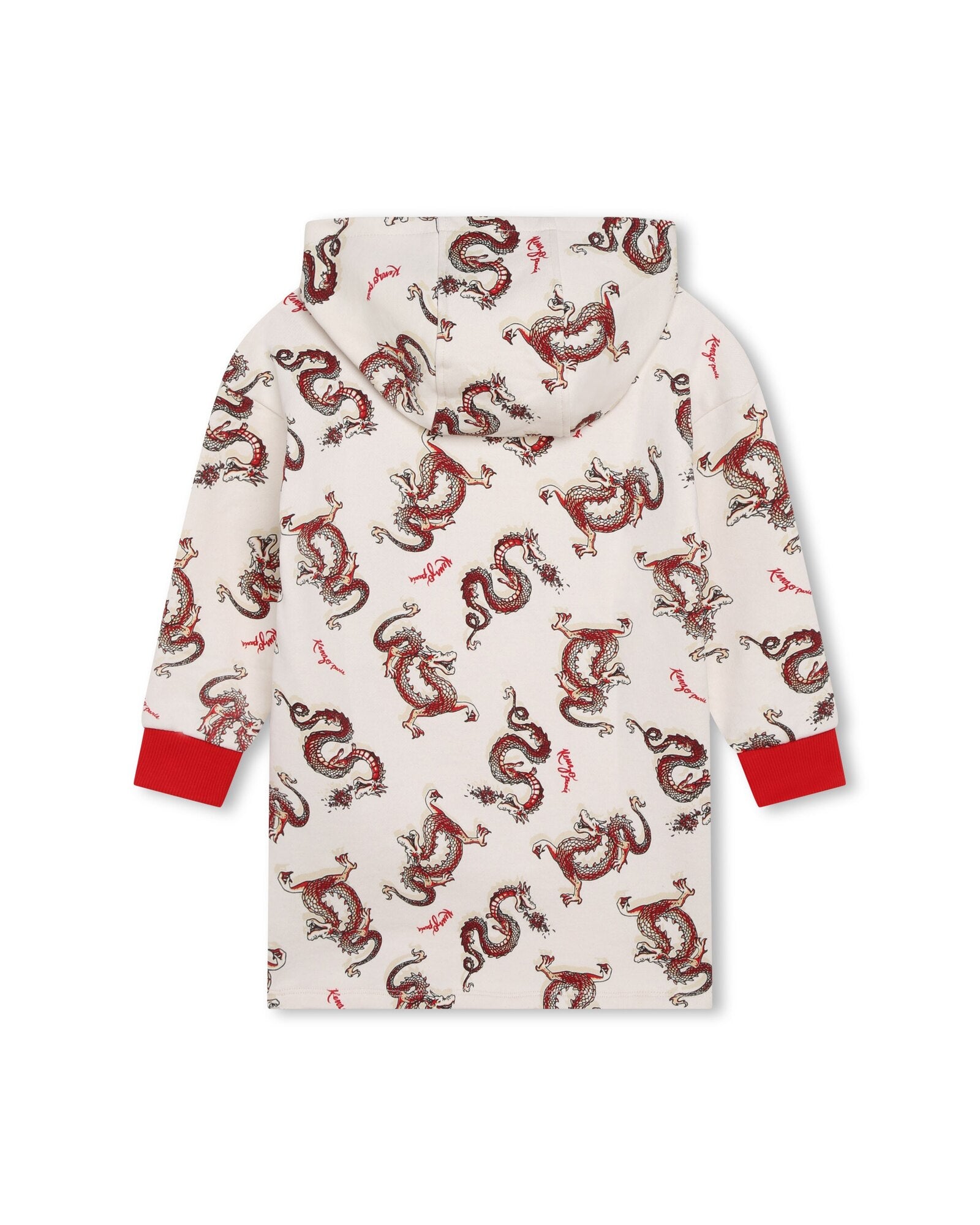 Hooded dress with cotton logo - Rice