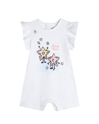 Combi-short en coton - Blanc