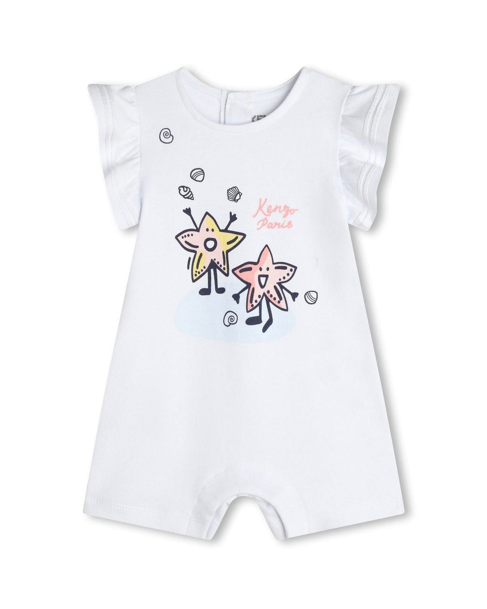Combi-short en coton - Blanc