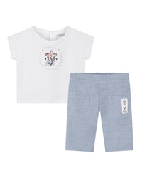 Ensemble t-shirt et pantalon en coton - Blanc