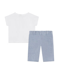 Ensemble t-shirt et pantalon en coton - Blanc