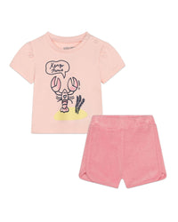 Ensemble t-shirt et short en coton - Veiled rose