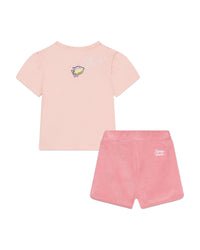 Ensemble t-shirt et short en coton - Veiled rose