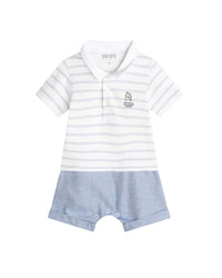 Combi-short en coton - Blanc