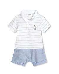 Combi-short en coton - Blanc