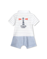Combi-short en coton - Blanc
