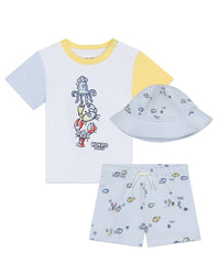 Ensemble t-shirt short et bob en coton - Blanc