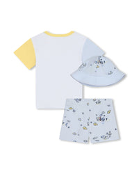 Ensemble t-shirt short et bob en coton - Blanc