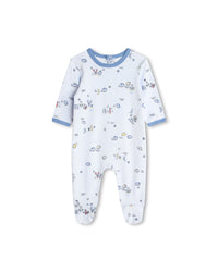 Ensemble pyjama bavoir et bonnet en coton - Ciel