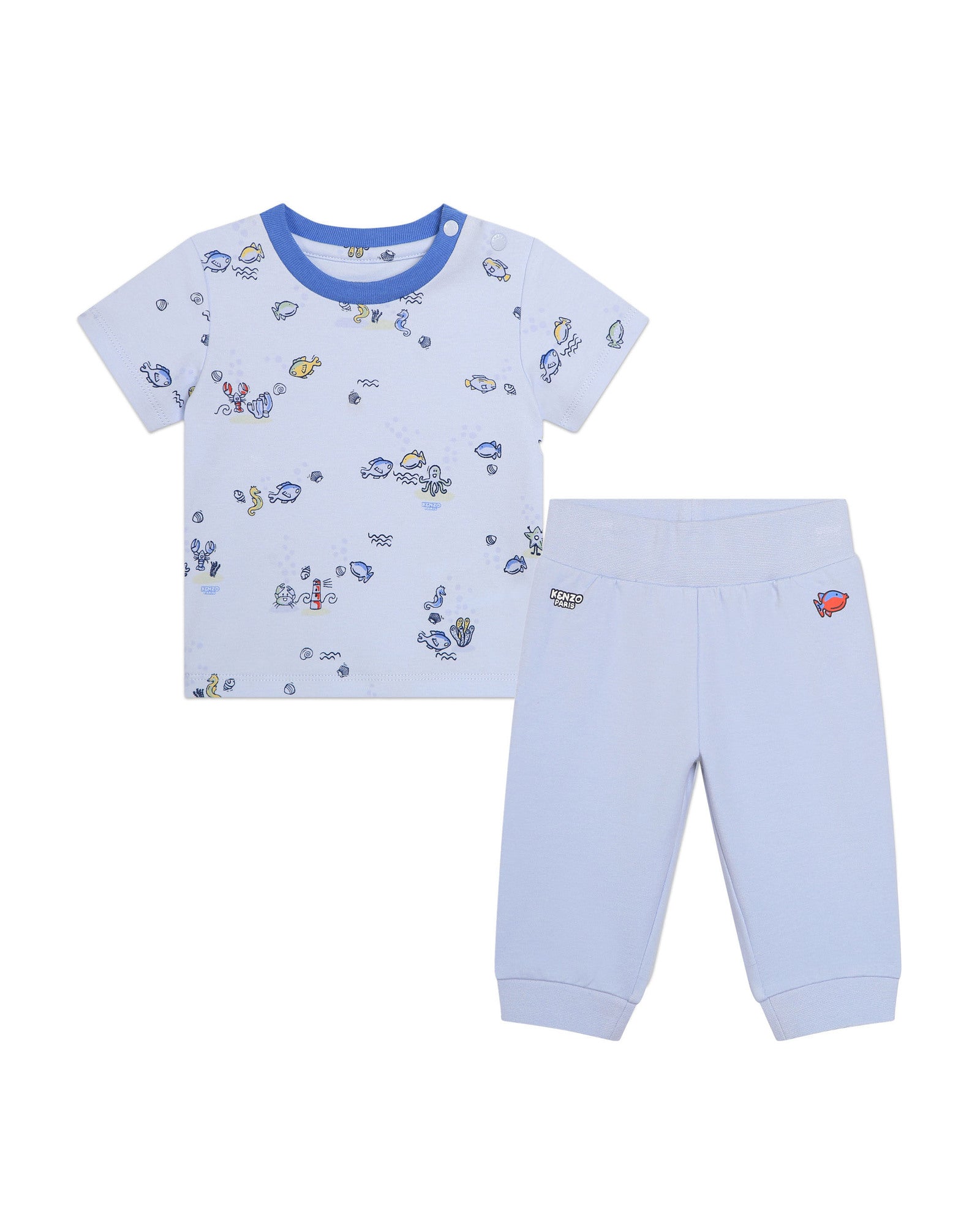 Cotton t-shirt and trousers set - Ciel