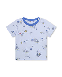 Cotton t-shirt and trousers set - Ciel