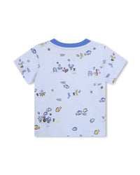 Cotton t-shirt and trousers set - Ciel