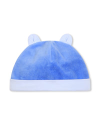 Ensemble pyjama bavoir et bonnet en coton - Airforce blue