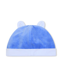 Ensemble pyjama bavoir et bonnet en coton - Airforce blue