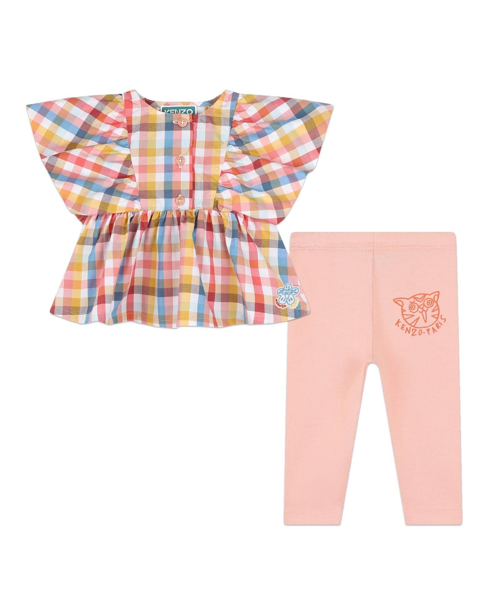 Ensemble pantalon et blouse en coton - Nude