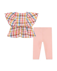 Ensemble pantalon et blouse en coton - Nude