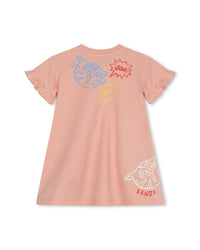 Short-sleeved cotton dress - Nude