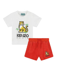 Ensemble t-shirt et short en coton - Rouge vermillon
