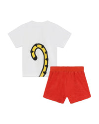 Ensemble t-shirt et short en coton - Rouge vermillon