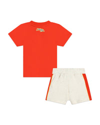 Ensemble t-shirt et short en coton - Rouge Vermillon