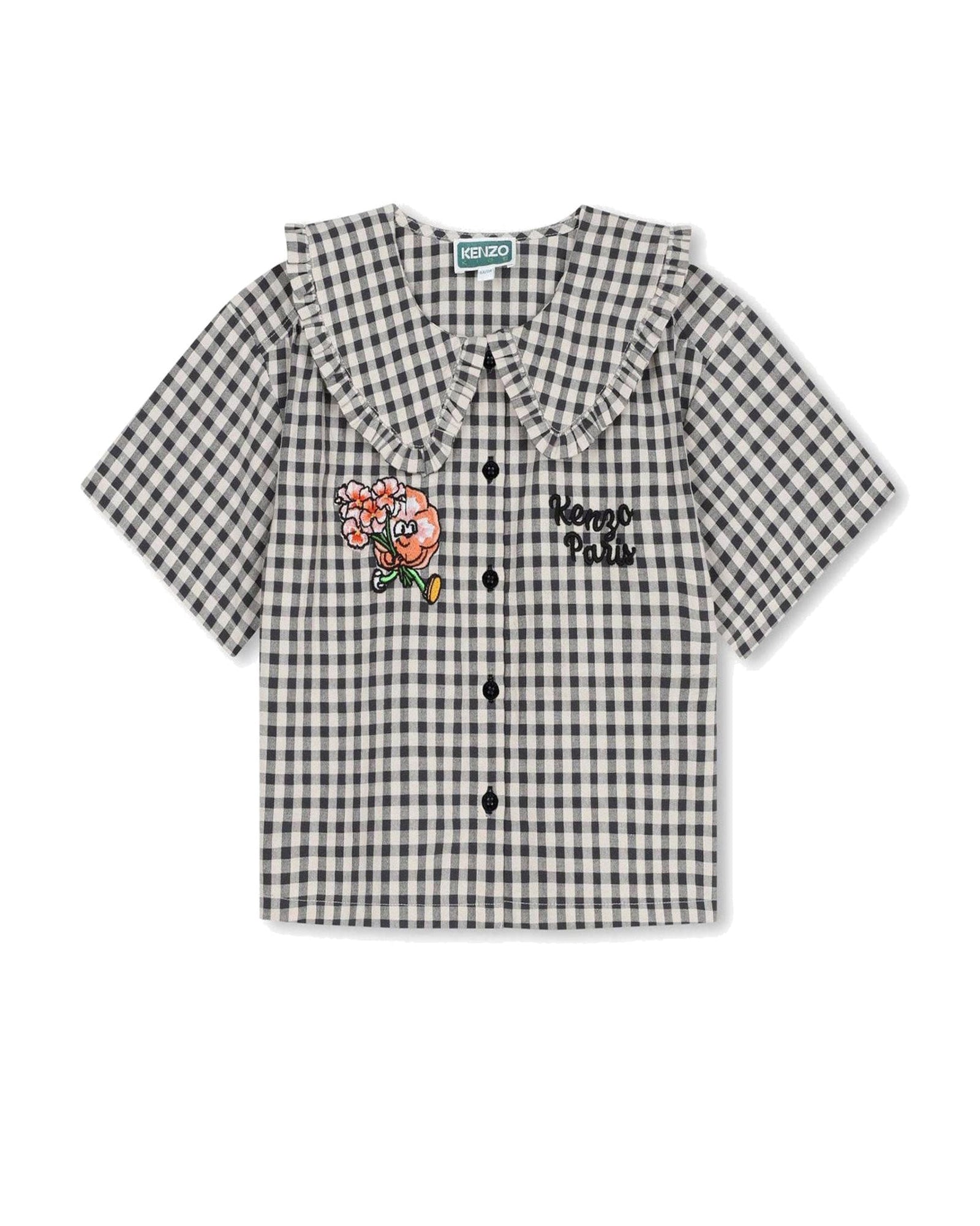 Chemise à manches courtes en vichy - Ecru gris