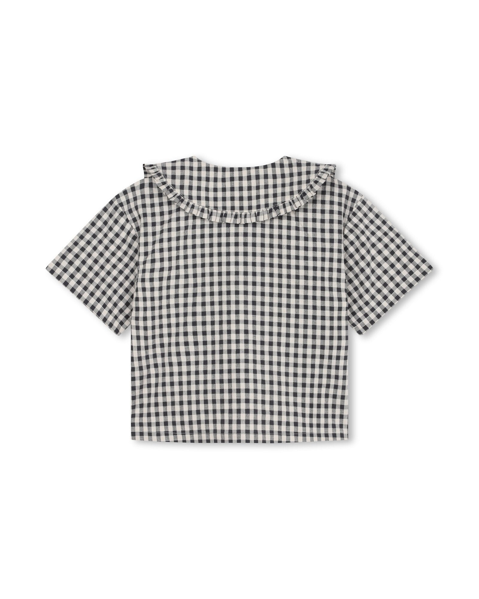 Chemise à manches courtes en vichy - Ecru gris