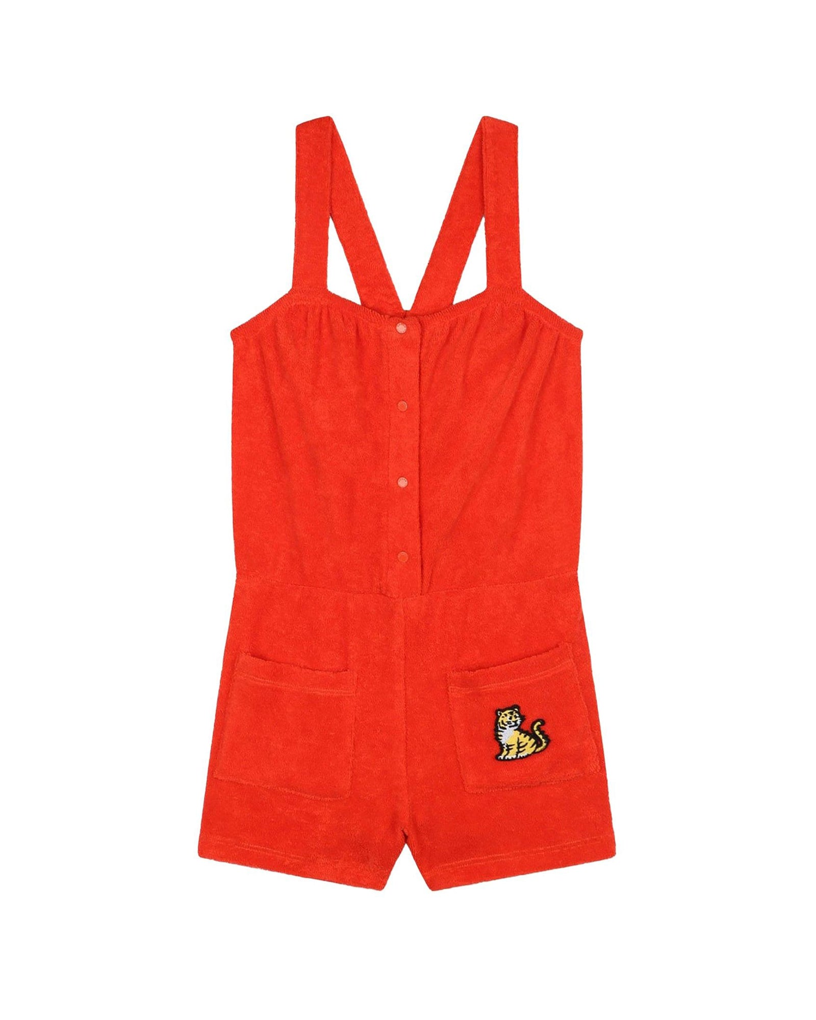 Combi-short en coton - Rouge vermillon