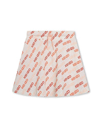 Jupe courte à motif monogramme en coton - Ivoire