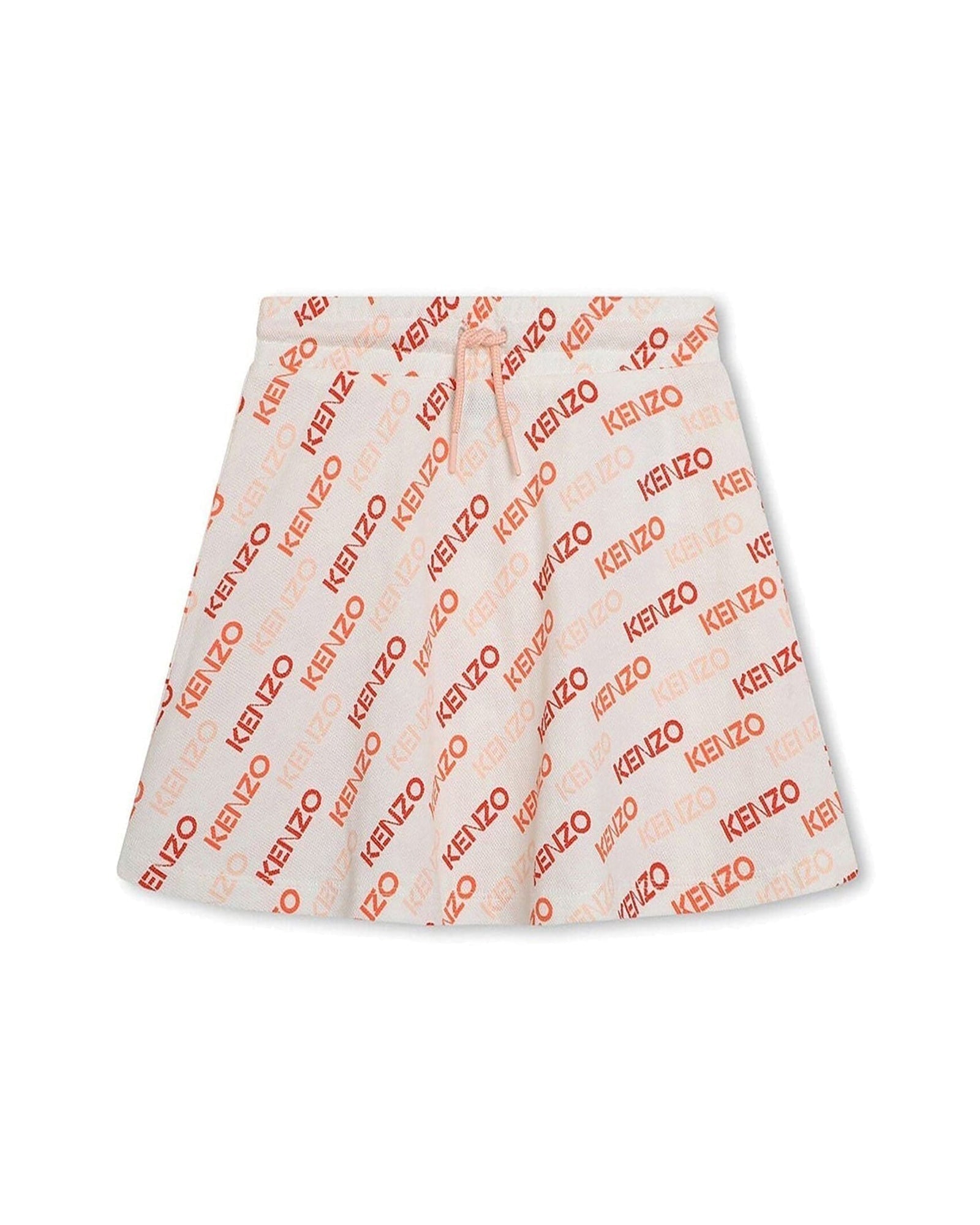 Jupe courte à motif monogramme en coton - Ivoire