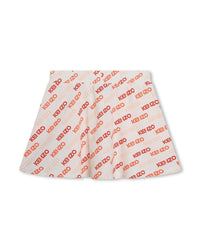 Jupe courte à motif monogramme en coton - Ivoire